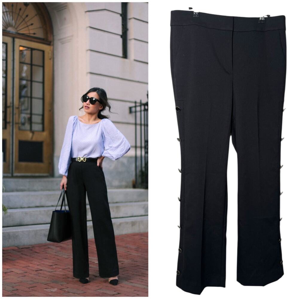 NWT Loft Marisa Black Trousers with Button Detailing 10 Work Office Career